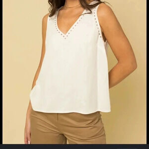 GILLI white eyelet detail sleeveless top